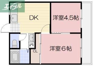 メゾンMK神田(2DK/2階)の間取り写真