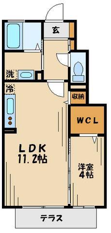 グランモア千歳烏山(1LDK/1階)の間取り写真