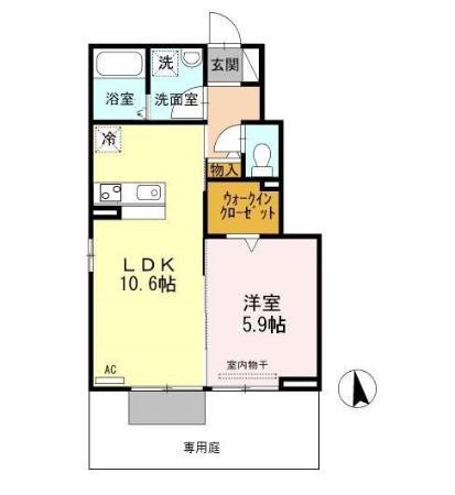 オンディーヌ(1LDK/1階)の間取り写真