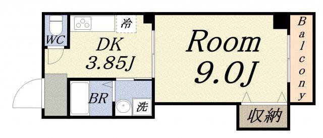 ヴィラ天保山(1DK/5階)の間取り写真