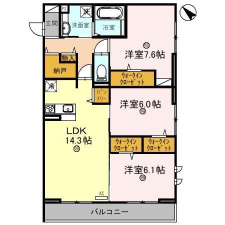 グラン セレーナ オオクボ(3LDK/3階)の間取り写真