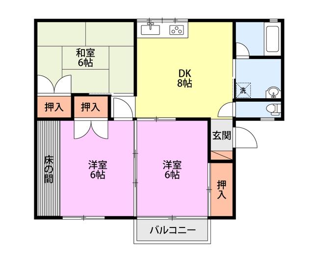 フローリッシュ豊栄(3DK/2階)の間取り写真