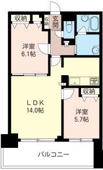 イリップス船堀(2LDK/3階)の間取り写真