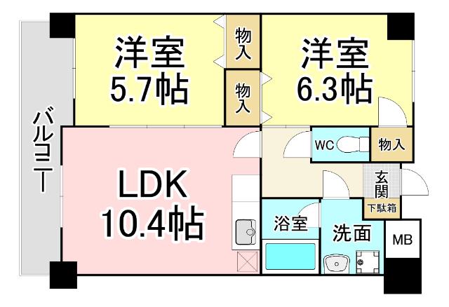 フィオレンティーナ(2LDK/3階)の間取り写真