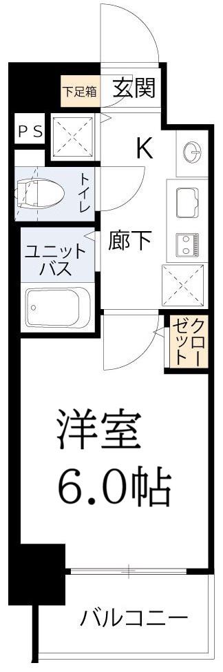 プレサンス天神橋ディオレ(ワンルーム/3階)の間取り写真