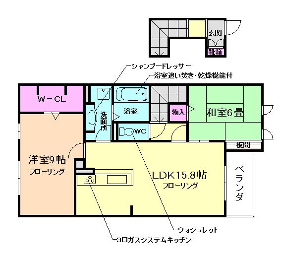 グランチュイールA棟A棟(2LDK/2階)の間取り写真