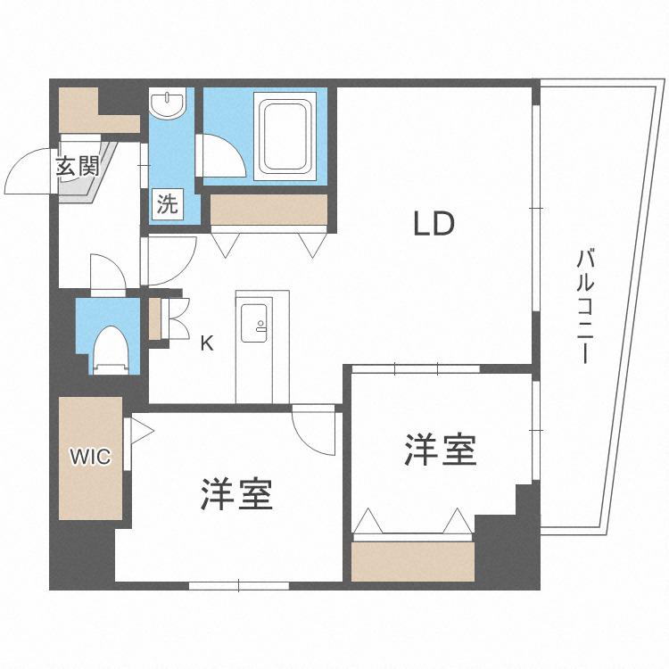 NCウイング白石(2LDK/4階)の間取り写真