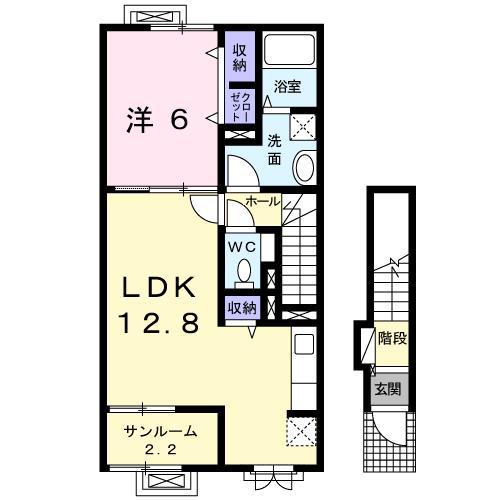 デーアMII(1LDK/2階)の間取り写真