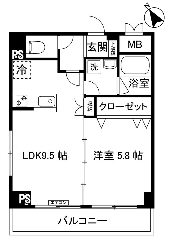新百合鈴木ビル(1LDK/2階)の間取り写真