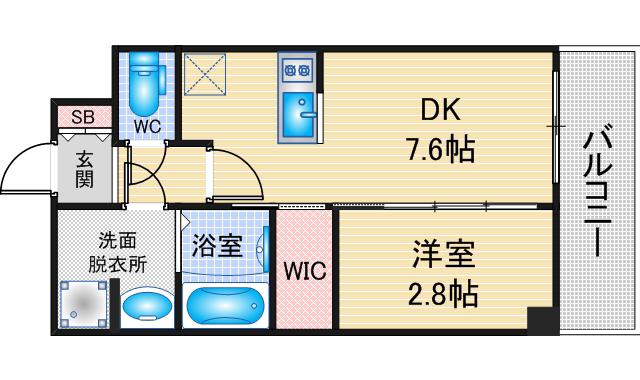 メイクスアート名古屋リニアFRONT(1DK/13階)の間取り写真