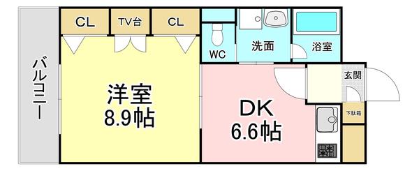 コスモス小倉駅前II(1DK/6階)の間取り写真
