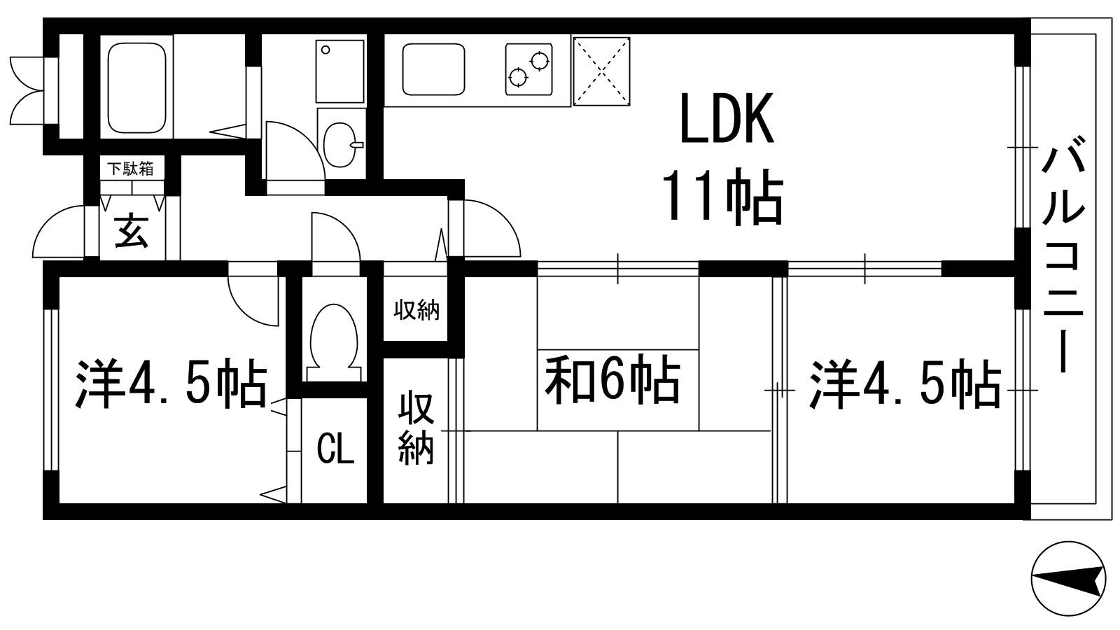 フォーラム池田・渋谷(3LDK/2階)の間取り写真