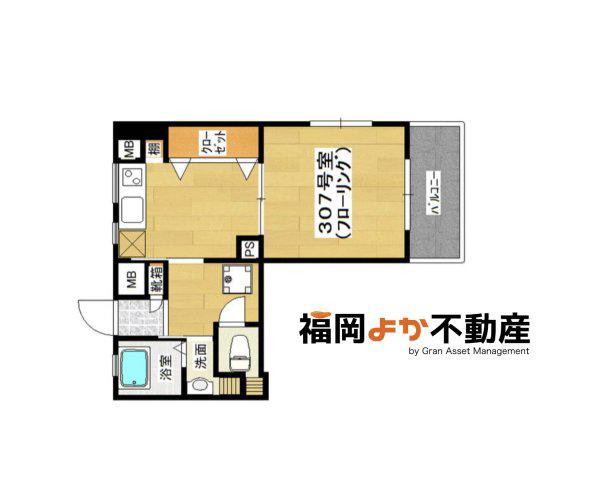 デルコホームズ別府(1DK/3階)の間取り写真