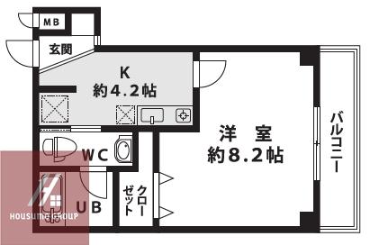 エイワンコート大和田(1K/4階)の間取り写真