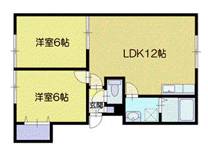 ミルキーウェイ(2LDK/1階)の間取り写真