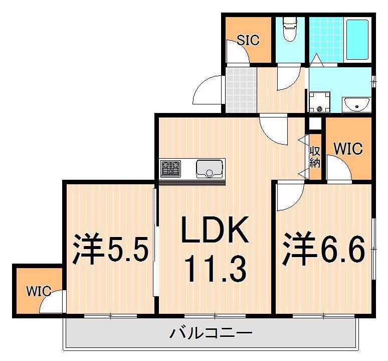 メゾン ド ヴァン(2LDK/2階)の間取り写真