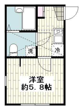 ヴィルメゾン(1K/2階)の間取り写真