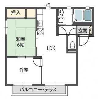 ラクシュミー鳥飼(2LDK/2階)の間取り写真