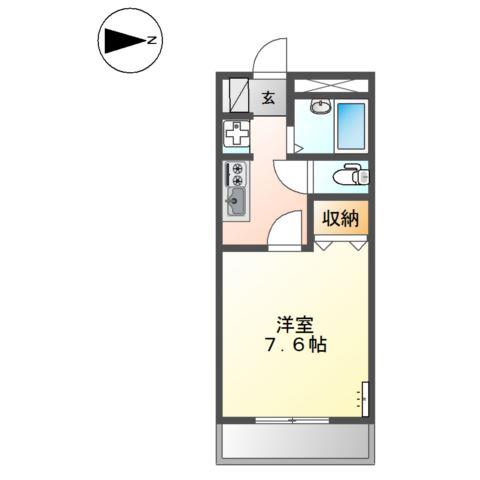 名鉄各務原線 市民公園前駅 徒歩13分 2階建 築27年(1K/2階)の間取り写真