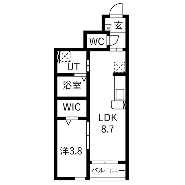 LEAD東仙台(1LDK/1階)の間取り写真