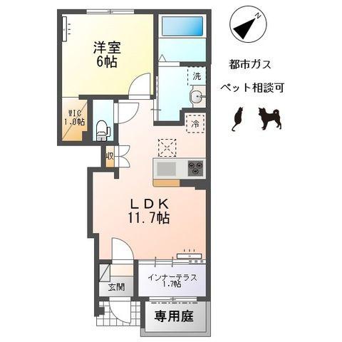 中島通四丁目アパート(1LDK/1階)の間取り写真