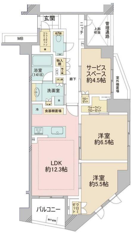 オープンレジデンシア大井町(2SLDK/1階)の間取り写真