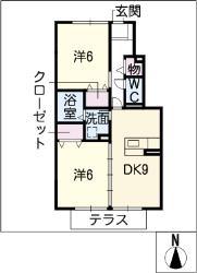 グランディールA棟(2DK/1階)の間取り写真