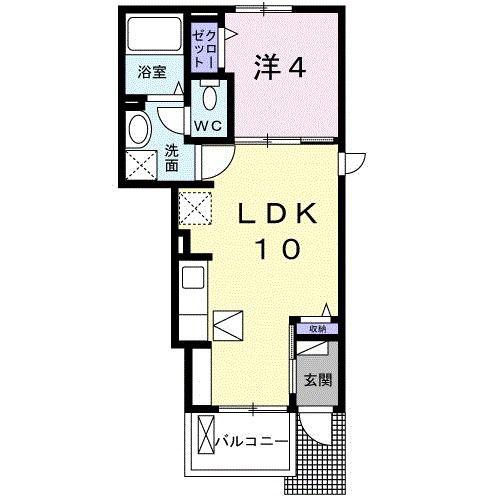 ベジ ルート A(1LDK/1階)の間取り写真