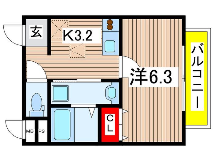 ソレイユ厚木(1K/1階)の間取り写真