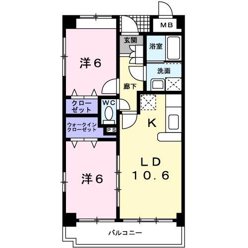 パラッツオ・エテルナ(2LDK/5階)の間取り写真