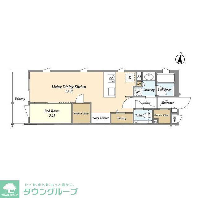コンフォリア北沢(1LDK/2階)の間取り写真
