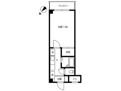 シルキーハイツ(1K/4階)の間取り写真