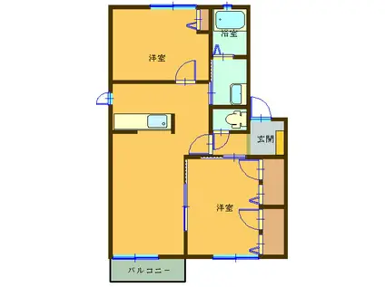ミルトハイム(2LDK/2階)の間取り写真