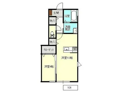 バジリスク・エム(1LDK/1階)の間取り写真