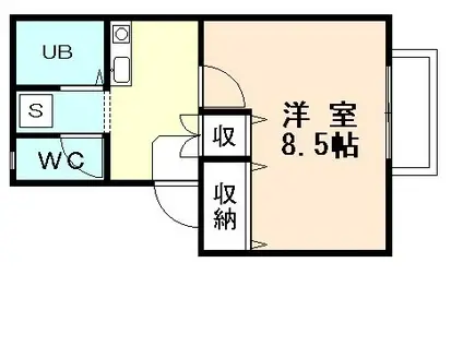 ベルフルール(1K/2階)の間取り写真