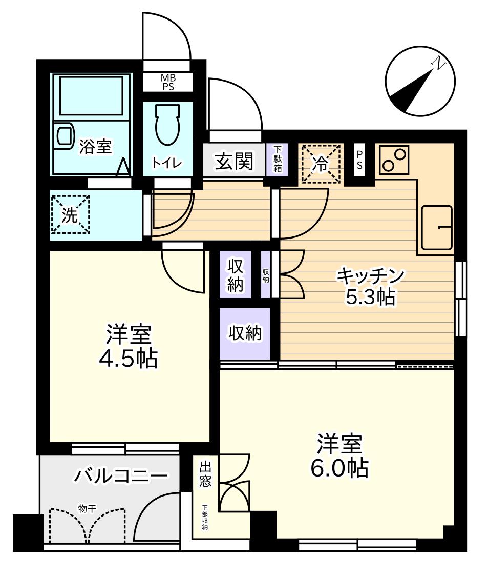 Jテラス横浜(2DK/3階)の間取り写真