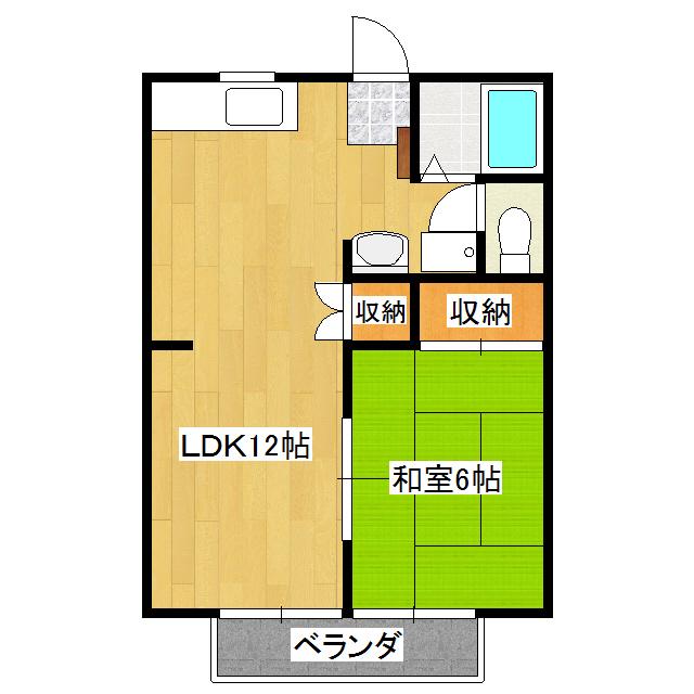サン平井ハイツ(1LDK/2階)の間取り写真