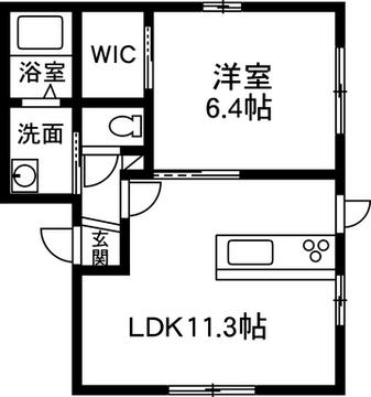 シャーメゾン アークコート下大島I(1LDK/1階)の間取り写真