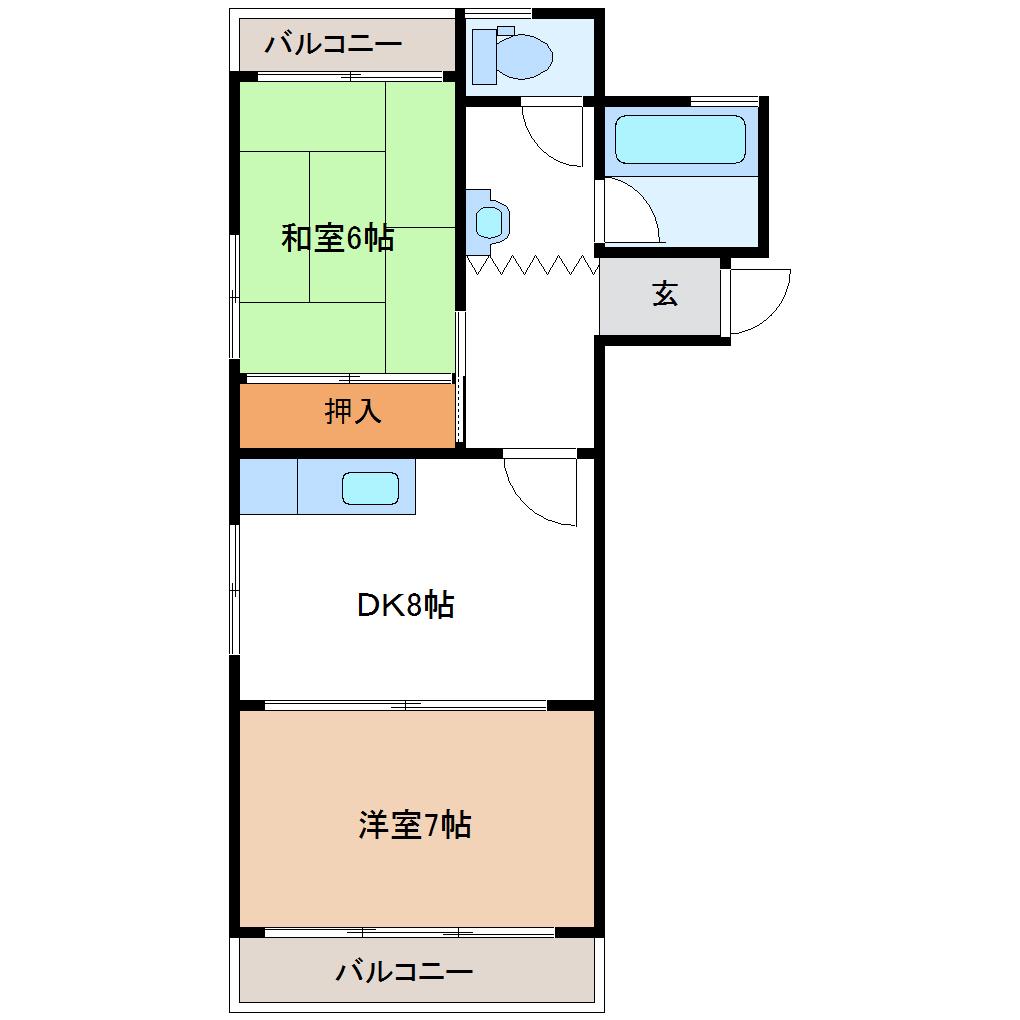 ファミール長江(2DK/4階)の間取り写真