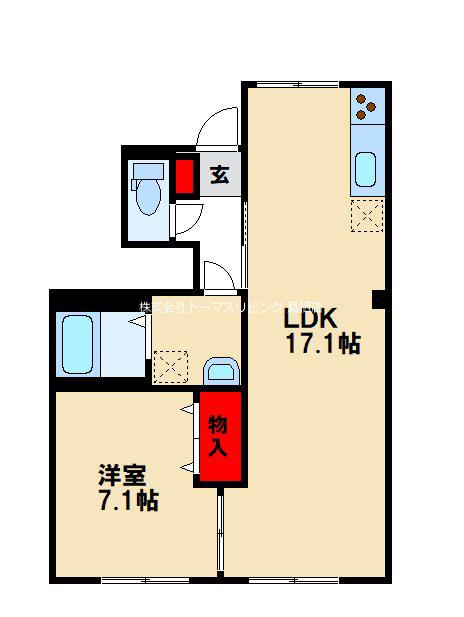 華秀ハイツ2号館(1LDK/1階)の間取り写真