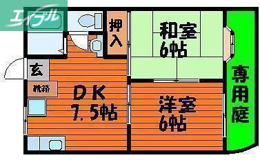 センスフルタウン西王寺II C棟(2DK/2階)の間取り写真
