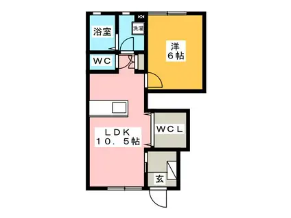 ル・ジャルダン(1LDK/1階)の間取り写真