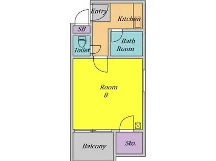 砂子マンション(1K/4階)の間取り写真