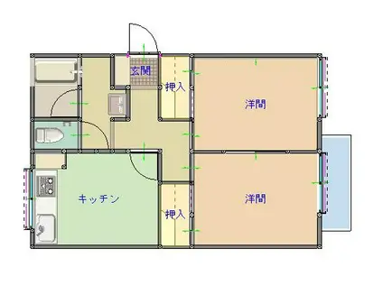 ギャラントム(2DK/1階)の間取り写真