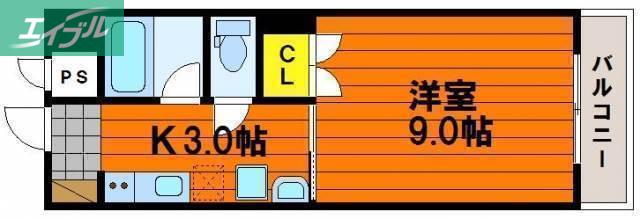 アークハイツ内山下(1K/3階)の間取り写真