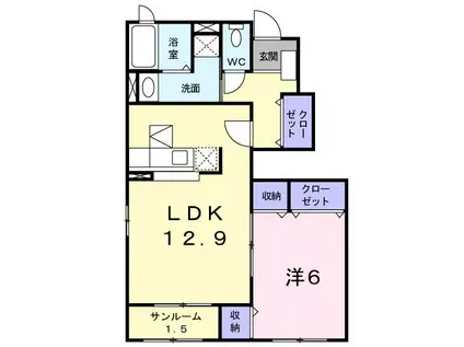 クロシェットIII(1LDK/1階)の間取り写真