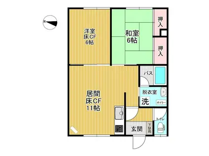 メゾン・ド・フジイ(2DK/2階)の間取り写真