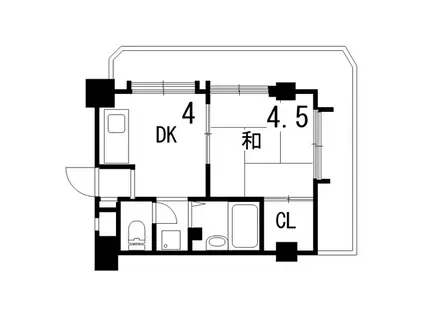 東芦屋マンション(1DK/3階)の間取り写真