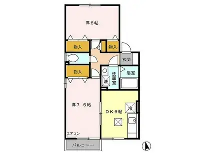 ソリエンテ A(2DK/1階)の間取り写真