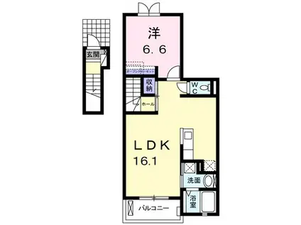 エレガンス・セレノ(1LDK/2階)の間取り写真